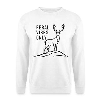Vibrations sauvages Uniquement Cerf Sauvage Nature Aventure Noir - Sweat-shirt Unisexe - blanc - Devant