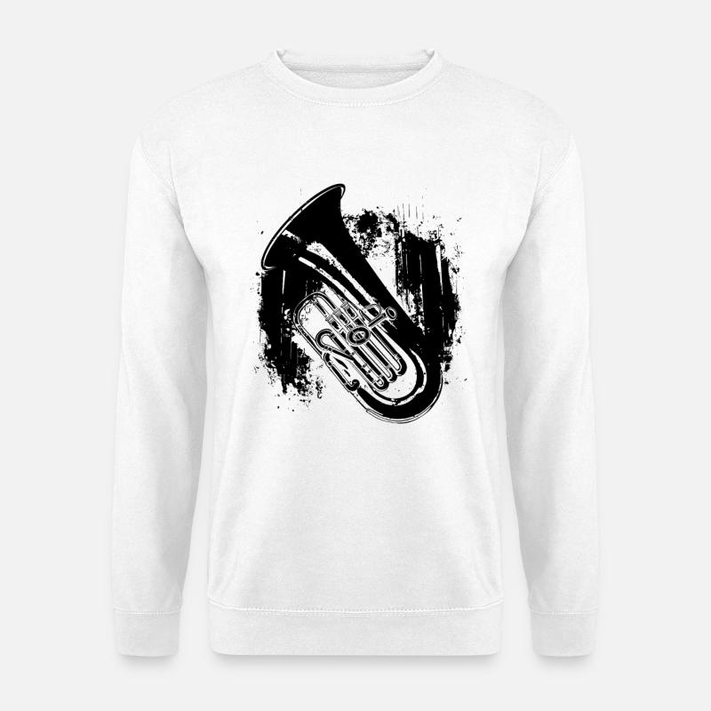 Tuba Drawing - Unisex Sweatshirt - white