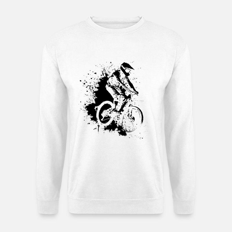 Mountainbiking Zeichnung - Unisex Pullover - Weiß
