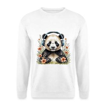 Pandas und Musik - Unisex Pullover - Weiß - Vorne