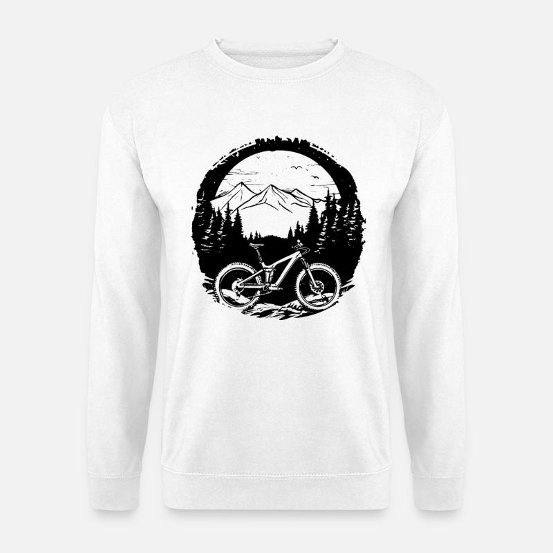 Mountain Biker Drawing - Unisex Sweatshirt - white