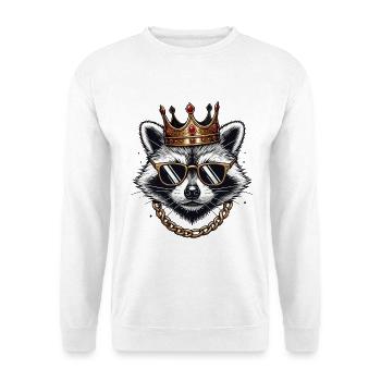 Cool Raccoon King with Crown Urban Swag - Unisex Sweatshirt - white - Front