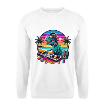 DJ Dinosaur Beach Vibes Sunset Summer Music Lover - Unisex Sweatshirt - white - Front