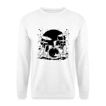 Schlagzeug Grafik - Unisex Pullover - Weiß - Vorne