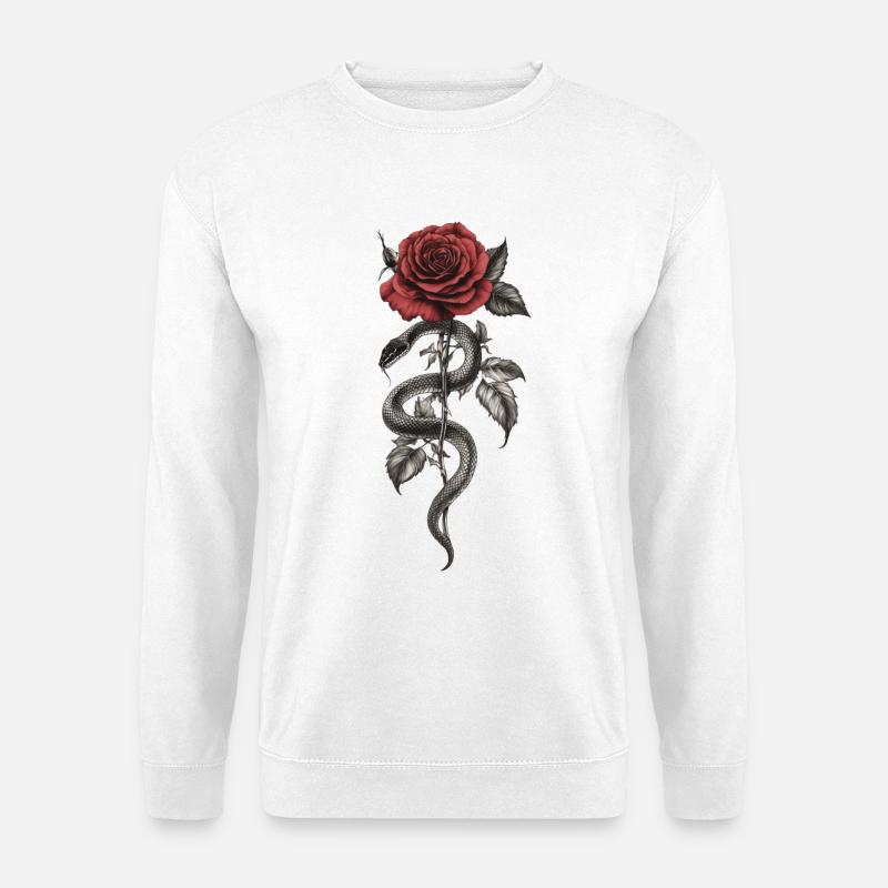 Natter Rose Blumen Ästhetik Schlange Geschenk - Unisex Pullover - Weiß
