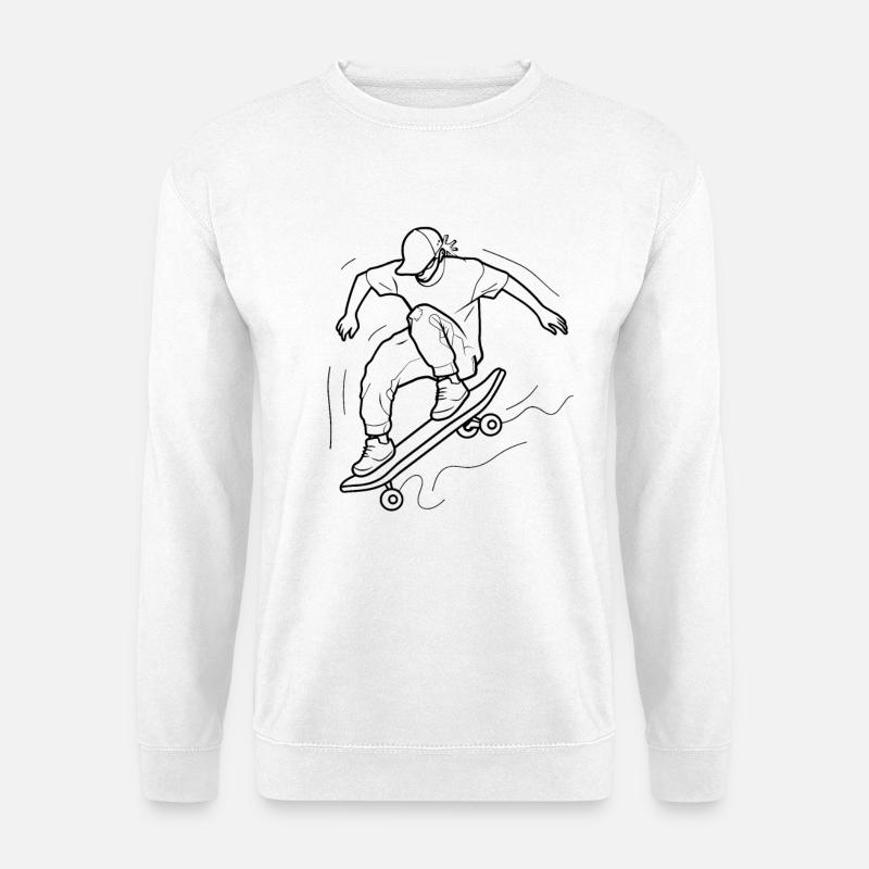Skateboarder Zeichnung - Unisex Pullover - Weiß