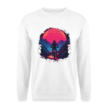 Mountainbiking Synthwave - Unisex Pullover - Weiß - Vorne