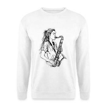 Croquis du saxophoniste - Sweat-shirt Unisexe - blanc - Devant