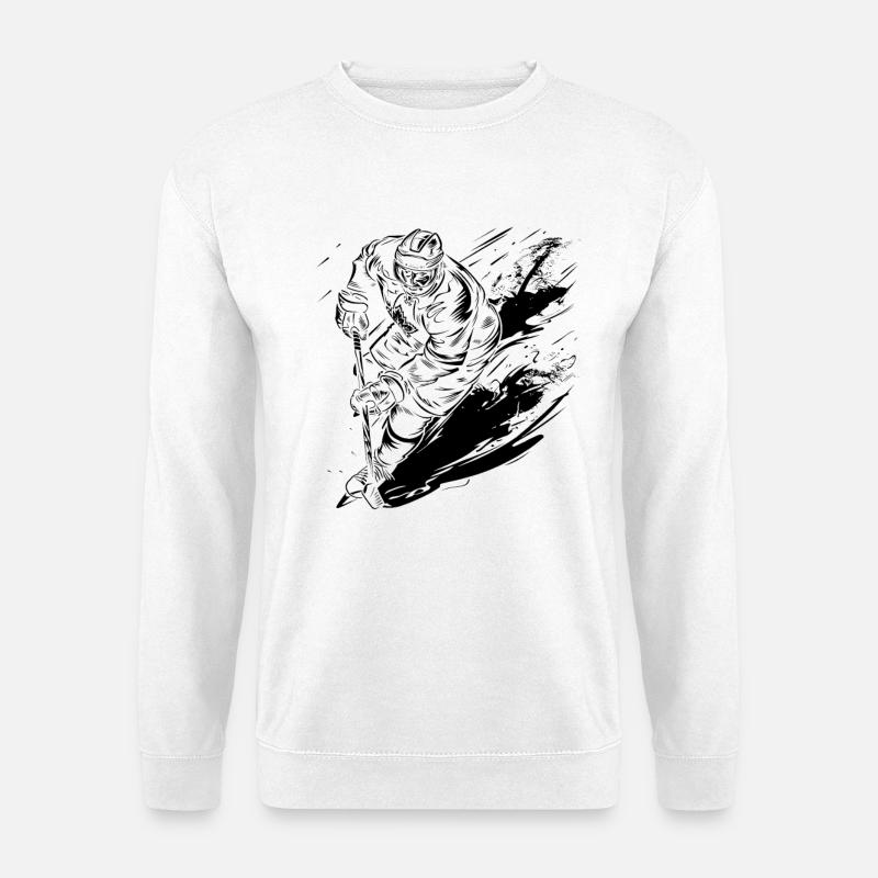 Eishockeyspieler Skizze - Unisex Pullover - Weiß