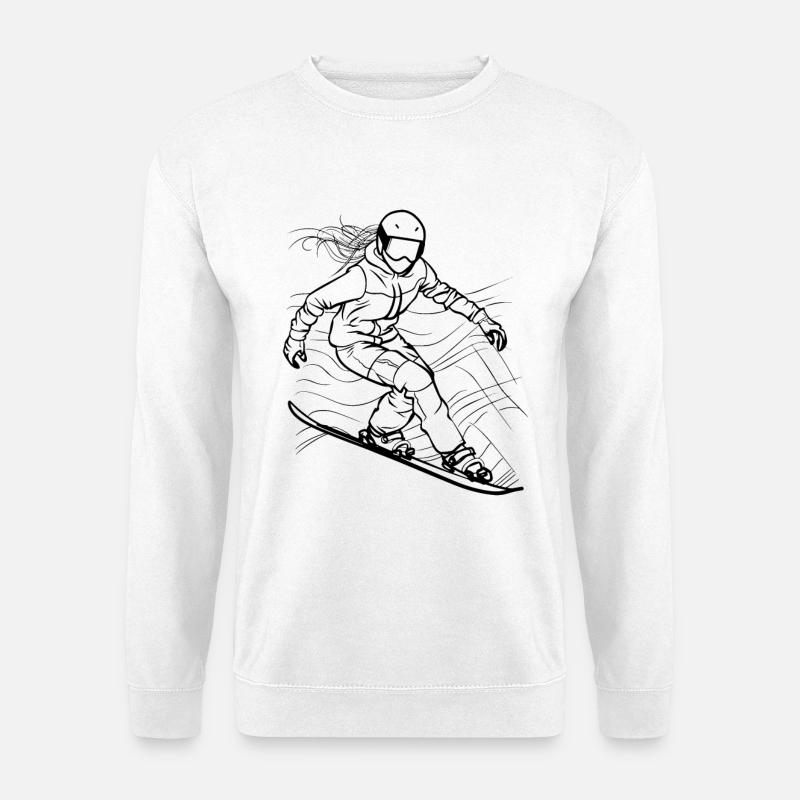 Snowboarding Mädchen Zeichnung - Unisex Pullover - Weiß