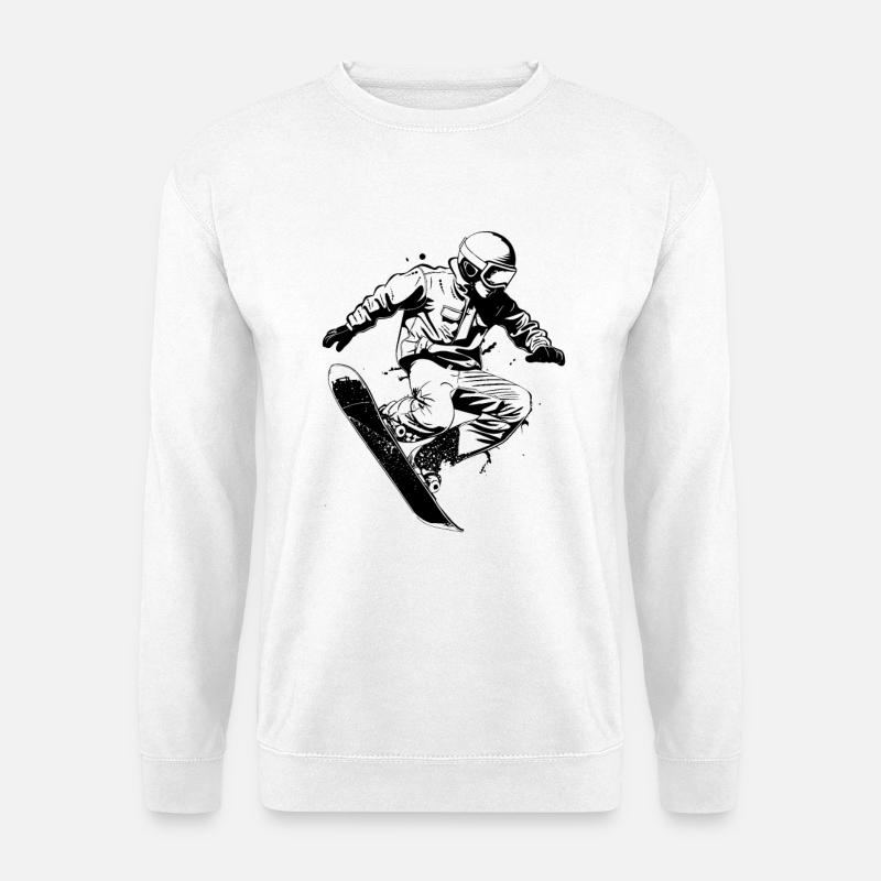 Snowboarder Grafik - Unisex Pullover - Weiß