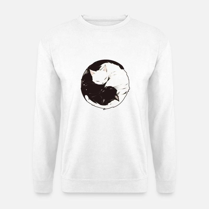 Yin et Yang bouddhisme graphique chats chat support - Sweat-shirt Unisexe - blanc