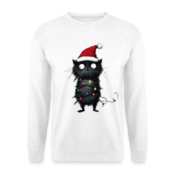 Christmas Tree Funny Cat Fairy Lights Gift - Unisex Sweatshirt - white - Front