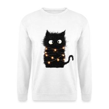 Funny Fairy Lights Cat Christmas Tree Gift - Unisex Sweatshirt - white - Front