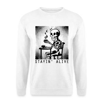 Stayin Alive - Barista - Kaffee - Unisex Pullover - Weiß - Vorne