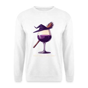 Halloween Hexe Wein Weinglas Weintrinker Geschenk - Unisex Pullover - Weiß - Vorne