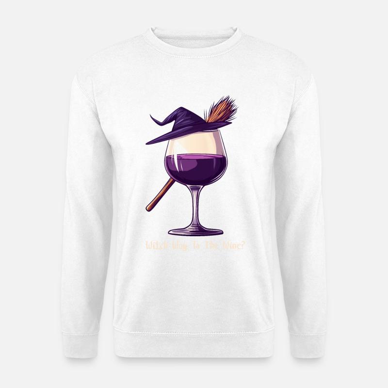 Halloween Hexe Wein Weinglas Weintrinker Geschenk - Unisex Pullover - Weiß