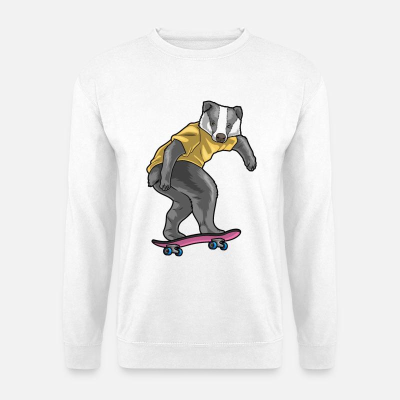 Dachs Skater Skateboard - Unisex Pullover - Weiß