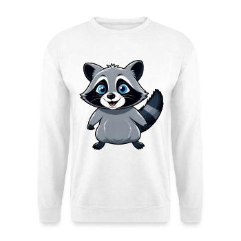 Mignon petit raton laveur aux yeux bleus - Sweat-shirt Unisexe - blanc - Devant