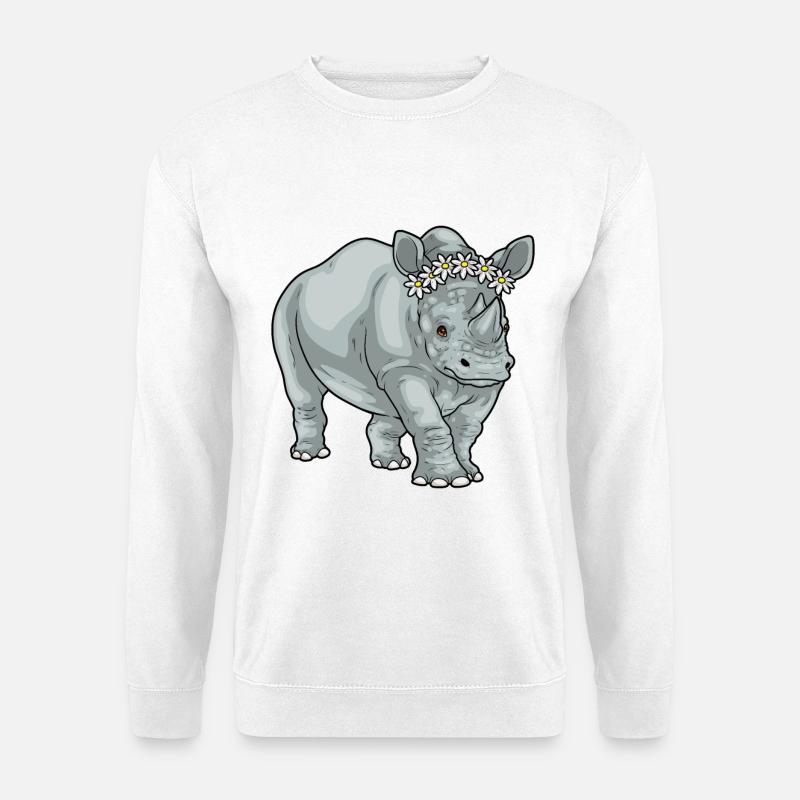 Nashorn Gänseblümchen - Unisex Pullover - Weiß