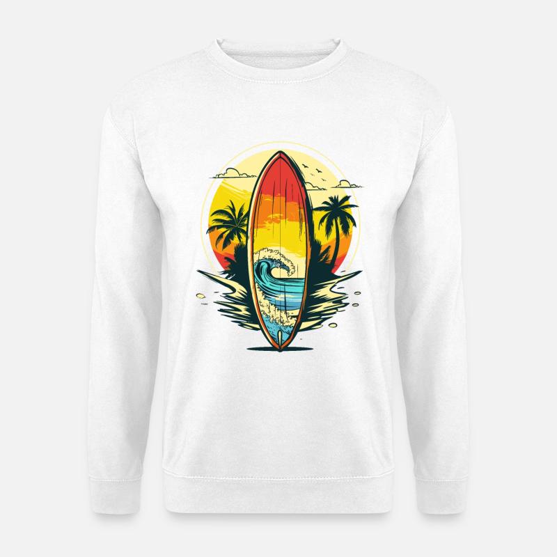 Surfen Porträt - Unisex Pullover - Weiß
