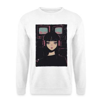 Anime Girl Vaporwave Pastel Goth Dystopian Glitch - Unisex Sweatshirt - white - Front