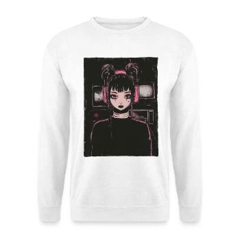 Anime Girl Dark Dystopia Pastel Goth Grunge Graphic - Unisex Sweatshirt - white - Front
