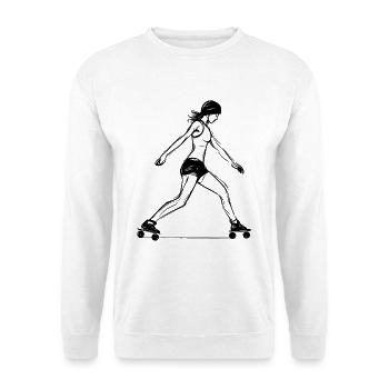 Rollschuhläuferin Line Art - Unisex Pullover - Weiß - Vorne