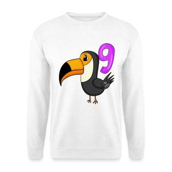 Motif 9ème Anniversaire Toucan Oiseau - 9 ans - Sweat-shirt Unisexe - blanc - Devant