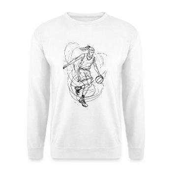 Basketball Mädchen Linienzeichnung - Unisex Pullover - Weiß - Vorne