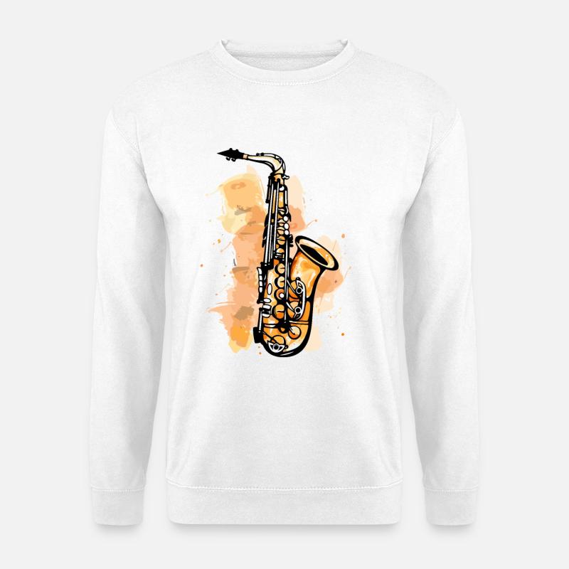 Saxophon Grafik - Unisex Pullover - Weiß