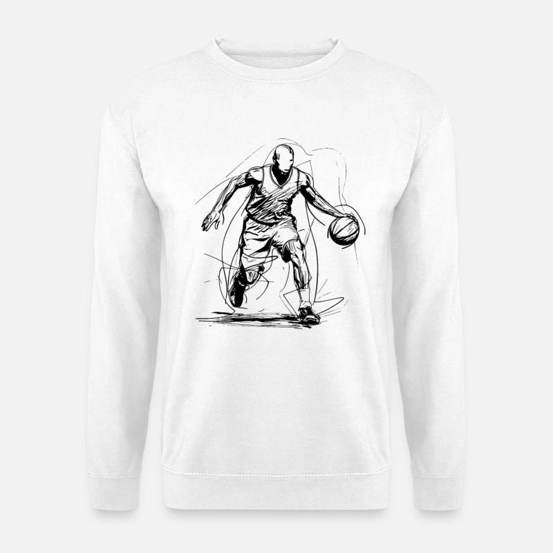 Basketball Spieler Line Art - Unisex Pullover - Weiß