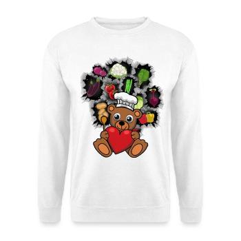 Koch Köche Köchin Teddybär Herz Gemüse - Unisex Pullover - Weiß - Vorne