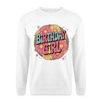 Fille d’anniversaire Floral Rétro Fun Célébration Design - Sweat-shirt Unisexe - blanc - Devant