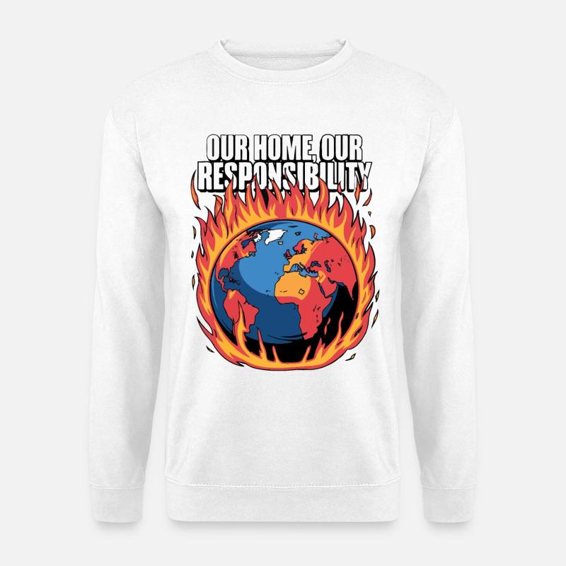 Unser Home Burning Climate Responsibility Design - Unisex Pullover - Weiß