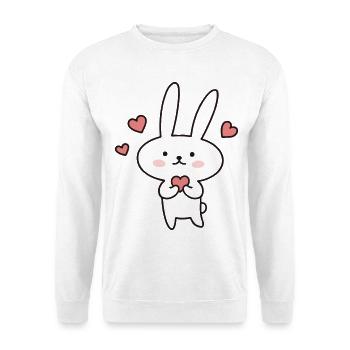 Niedlicher Hase mit Herzen: Zum Verlieben süß! - Unisex Pullover - Weiß - Vorne