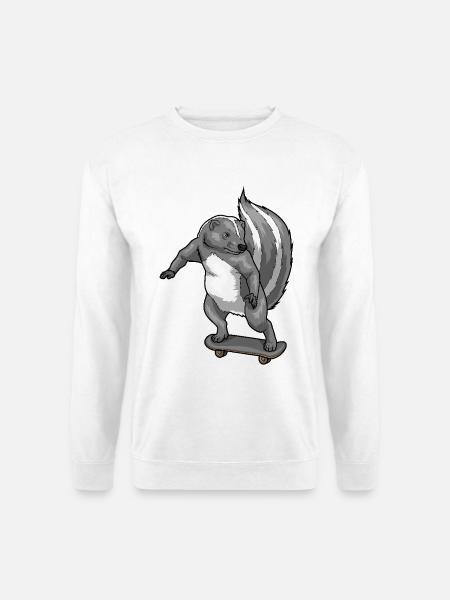 Stinktier Skater Skateboard - Unisex Pullover - Weiß
