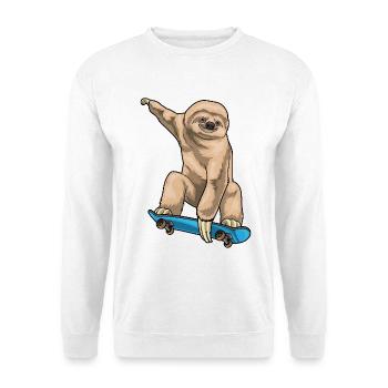 Faultier Skater Skateboard - Unisex Pullover - Weiß - Vorne
