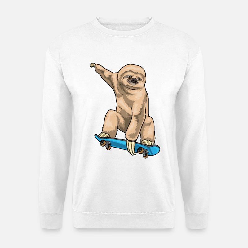 Faultier Skater Skateboard - Unisex Pullover - Weiß