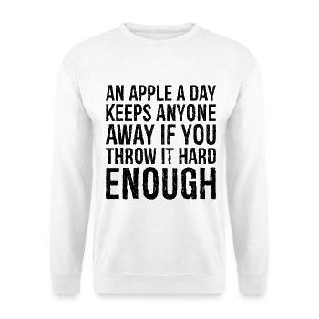 an apple a day keeps anyone away if you throw It - Unisex Pullover - Weiß - Vorne