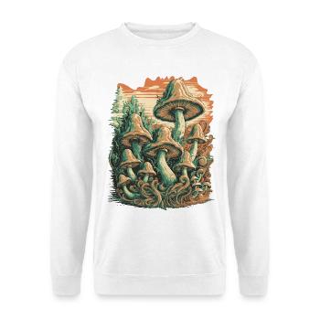 Mystische Waldpilze Psychedelische Kunst - Unisex Pullover - Weiß - Vorne