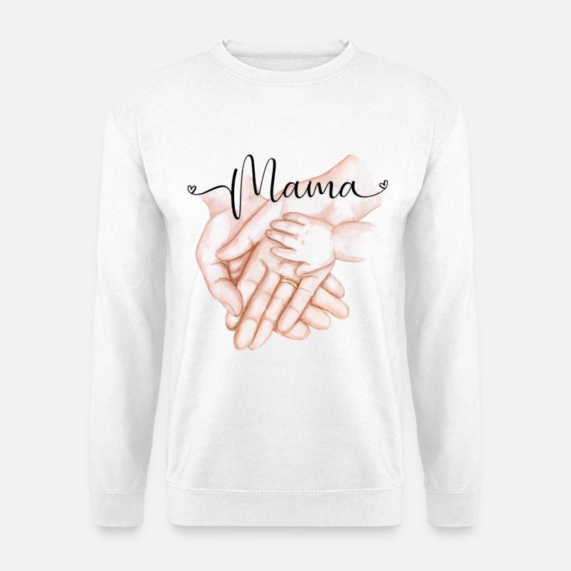 Mama-Familienerinnerung gemeinsame Hände - Unisex Pullover - Weiß