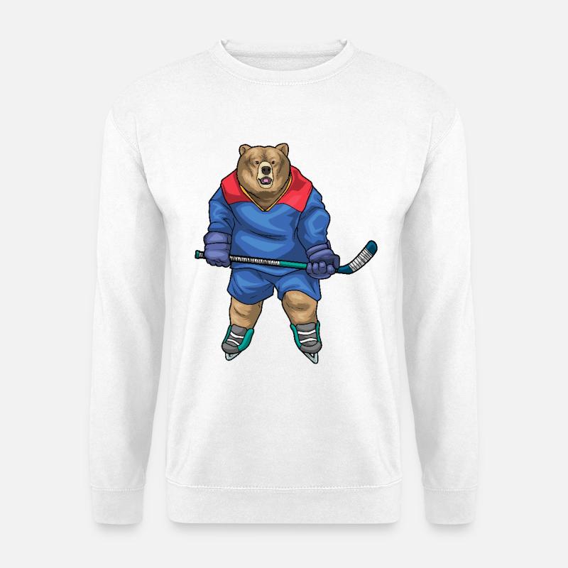 Bär Eishockey Eishockeyschläger - Unisex Pullover - Weiß