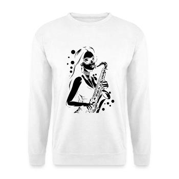 Saxophonist Drawing - Unisex Sweatshirt - white - Front