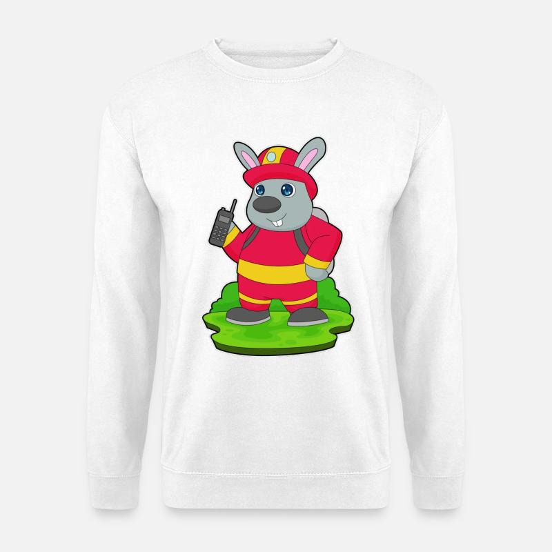 Lapin Pompier Pompier Brigade - Sweat-shirt Unisexe - blanc