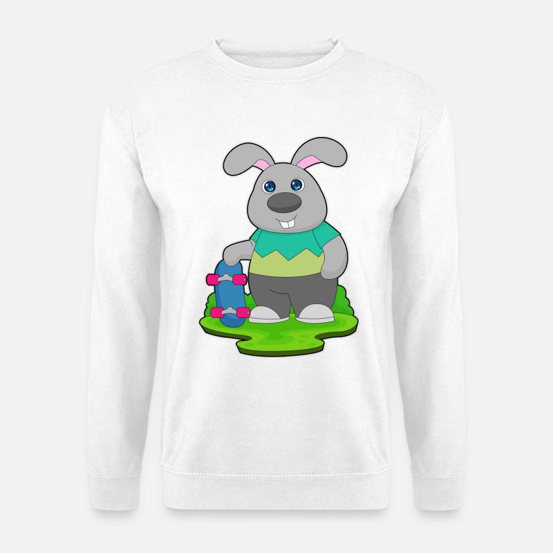 Hase Skater Skateboard - Unisex Pullover - Weiß