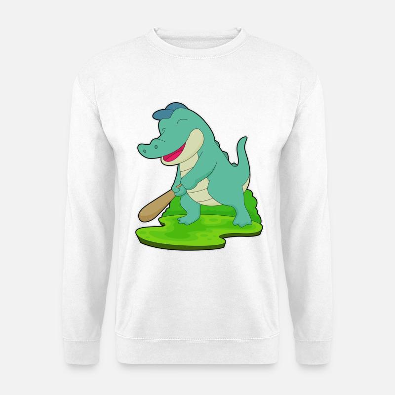 Krokodil Baseball Baseballschläger - Unisex Pullover - Weiß
