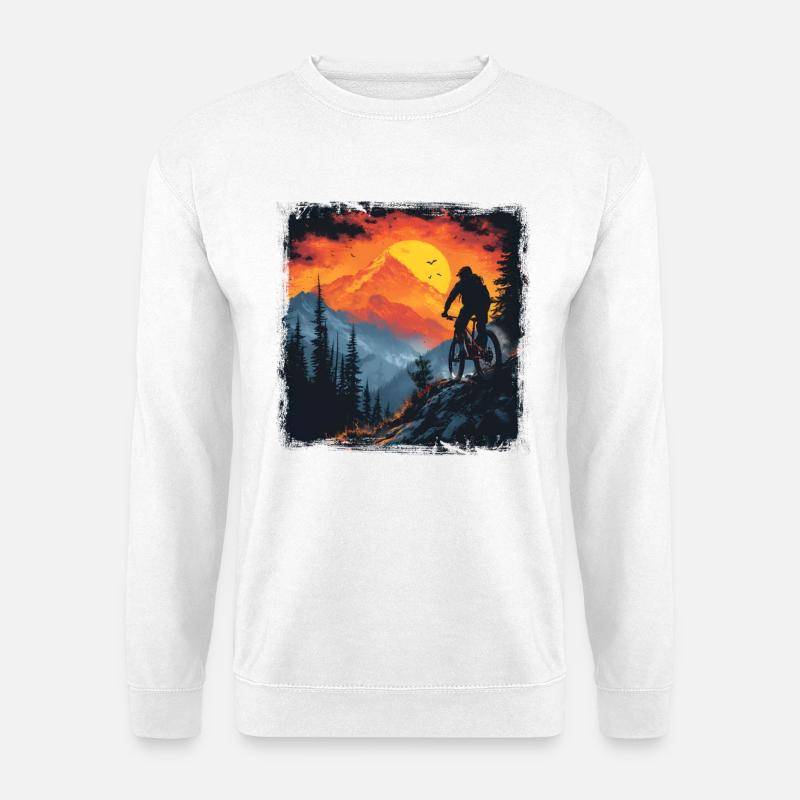 Mountain Biking Drawing Retro - Unisex Sweatshirt - white
