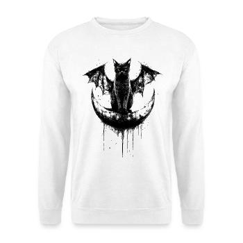 Gothique Noir Chat Chauve-souris Ailes Croissant de Lune Sombre - Sweat-shirt Unisexe - blanc - Devant