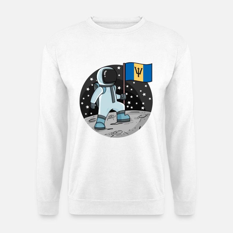 Drapeau astronaute Barbade - Sweat-shirt Unisexe - blanc